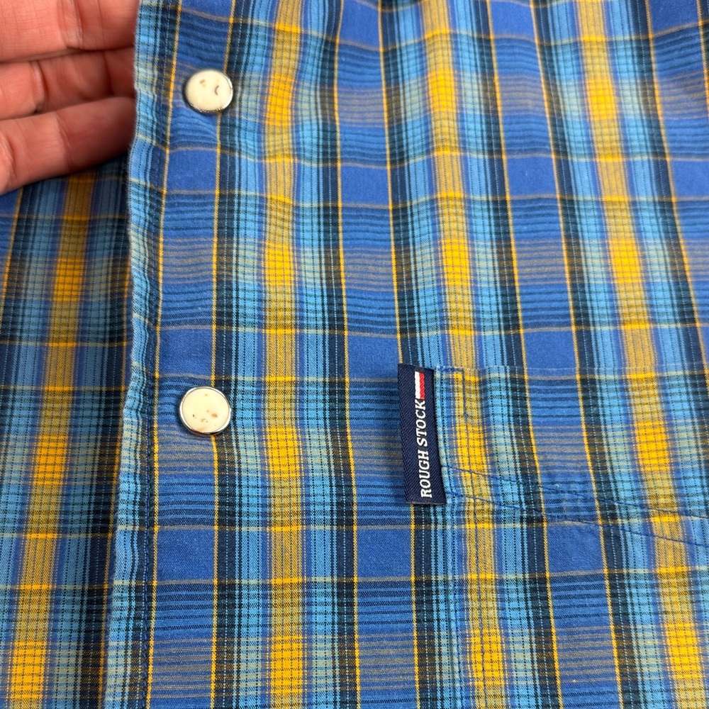 Rough Stock Button Down Shirt Plaid Short Sleeve Pearl Snap– Size XXL - Picture 3 of 6
